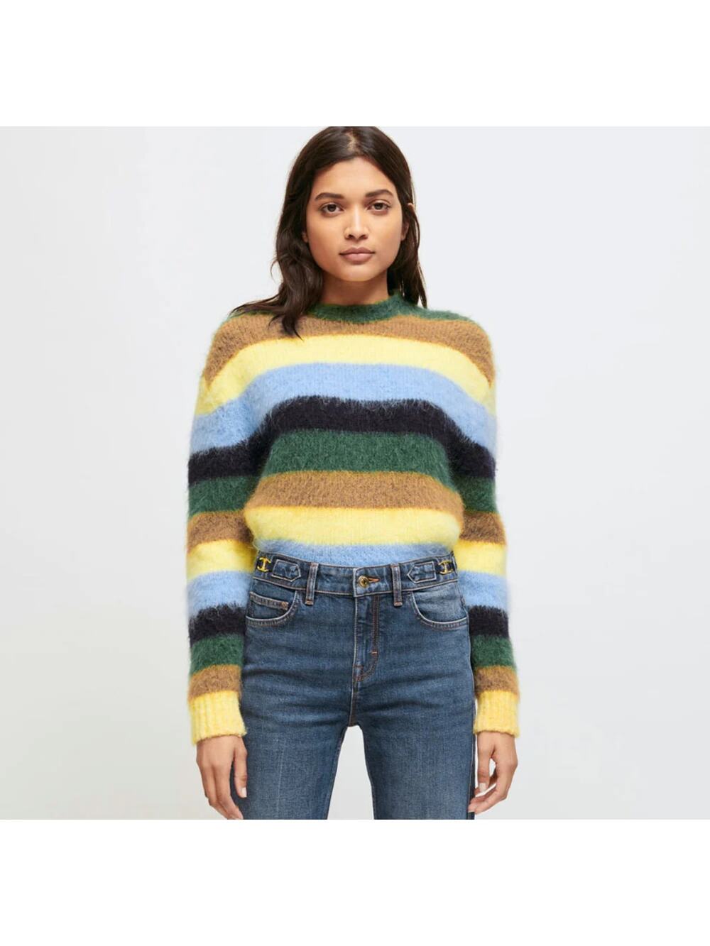 Maje Striped Mohair Sweater